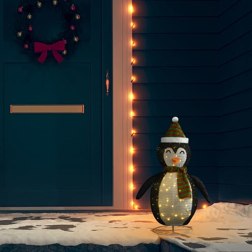 Kerstpinguïn decoratief LED 60 cm luxe stof