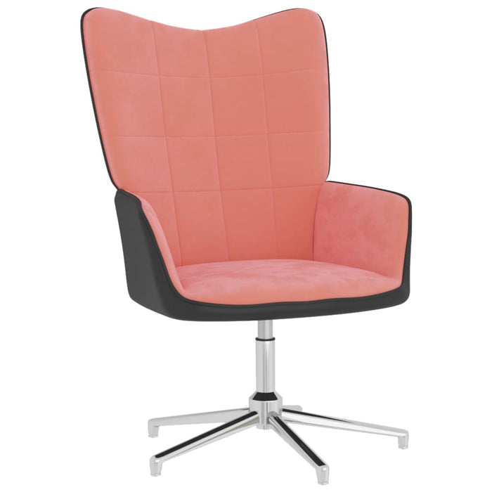 Relaxstoel met voetenbank fluweel en PVC roze