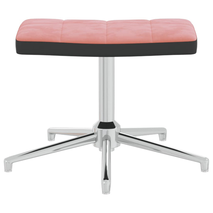 Relaxstoel met voetenbank fluweel en PVC roze