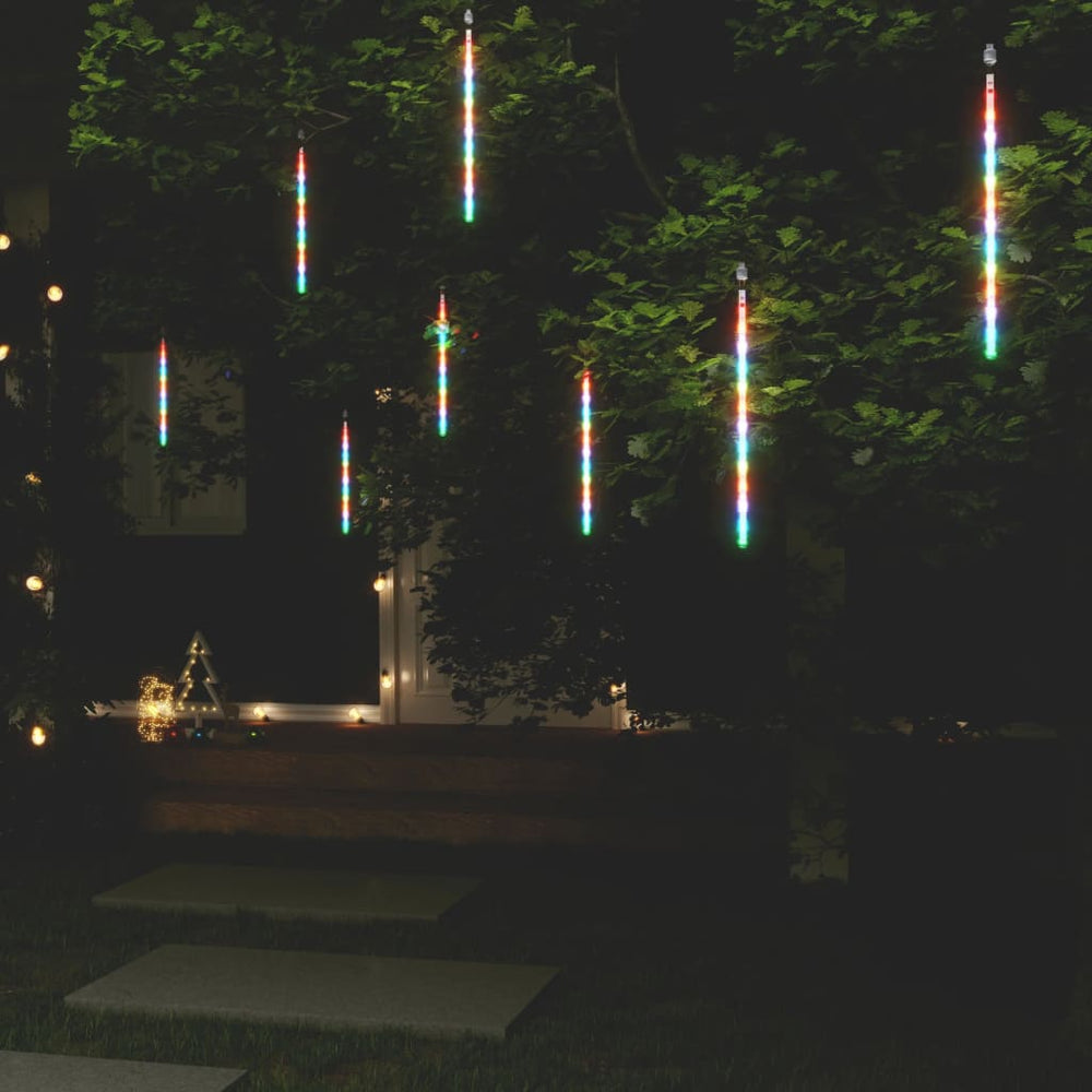 Meteoorlichten 8 st 192 LED's binnen/buiten 30 cm meerkleurig