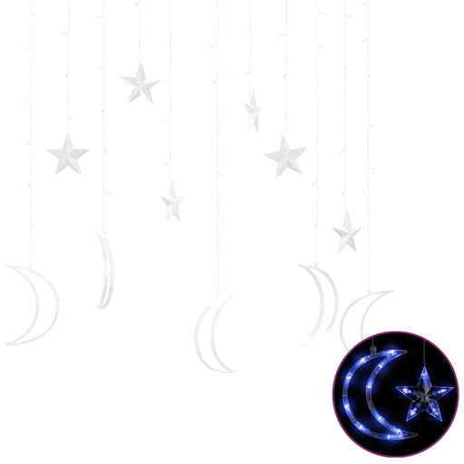 Lichtslinger ster en maan afstandsbediening 138 LED's blauw