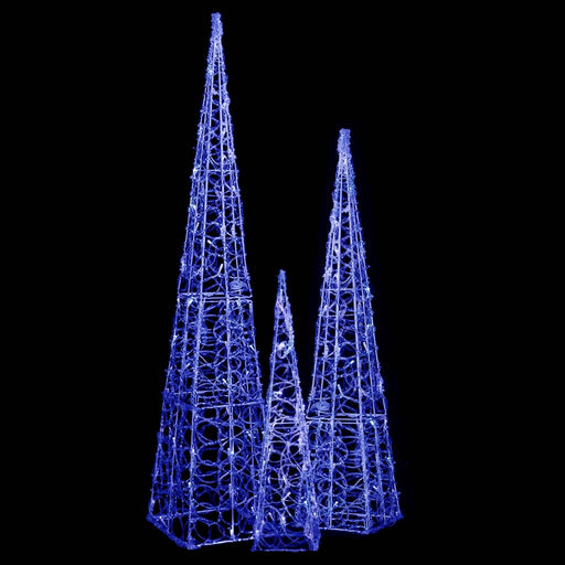 Lichtkegelset decoratief LED 60/90/120 cm acryl blauw