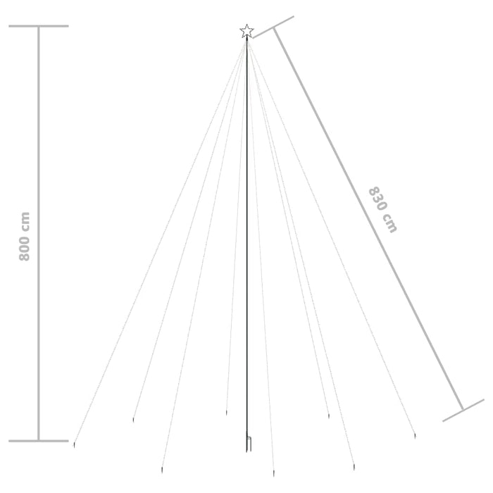 Kerstboomverlichting 1300 LED's binnen/buiten 8 m koudwit