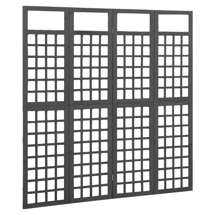 Kamerscherm/trellis met 4 panelen161x180 cm vurenhout zwart