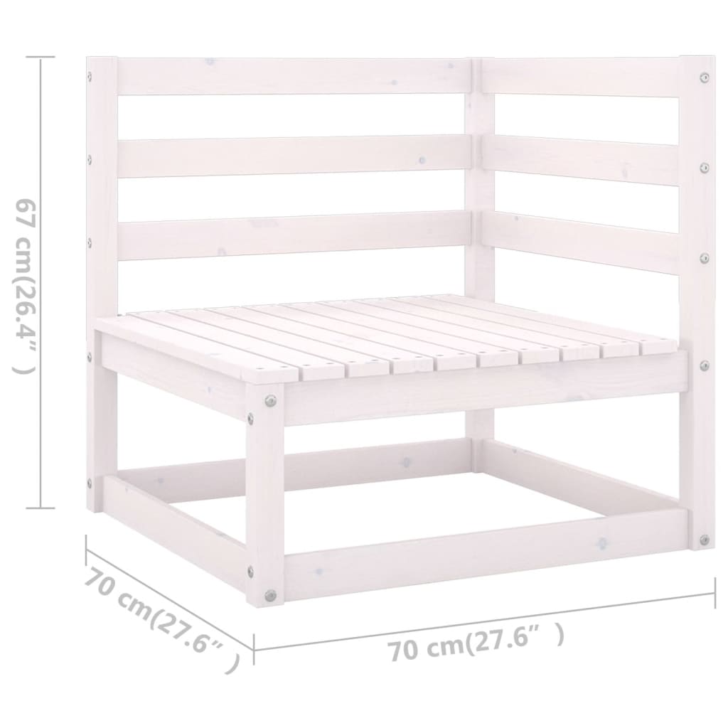 7-delige Loungeset met kussens massief grenenhout wit