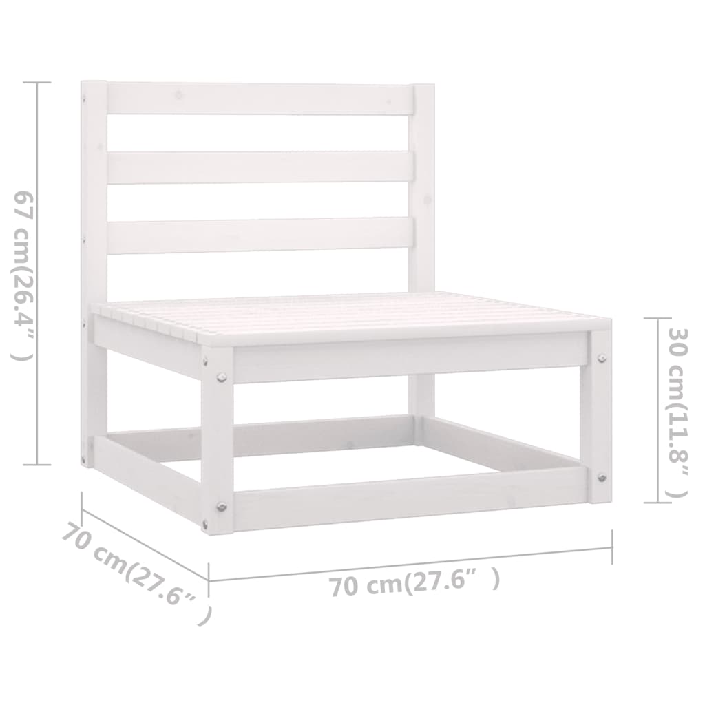 7-delige Loungeset met kussens massief grenenhout wit