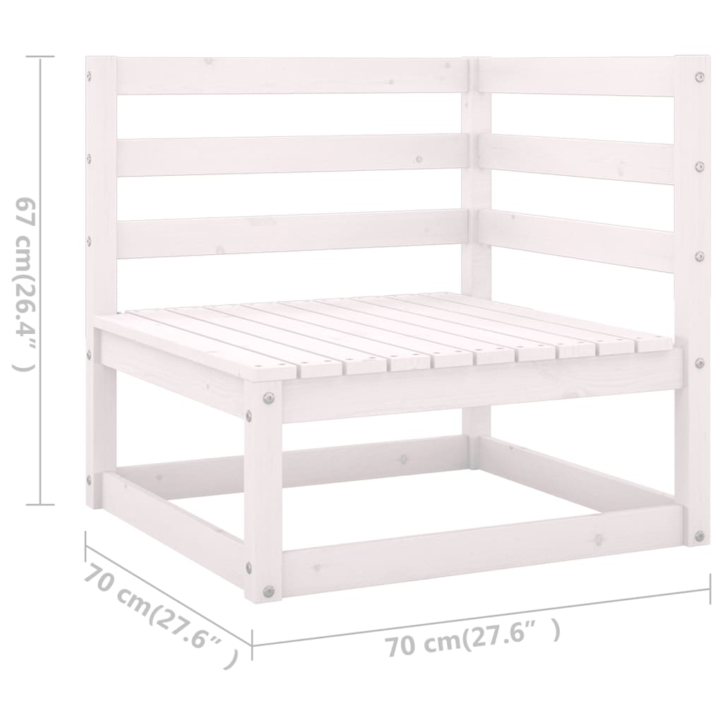 9-delige Loungeset met kussens massief grenenhout wit