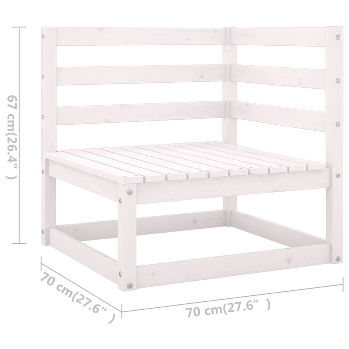 7-delige Loungeset met kussens massief grenenhout wit