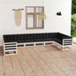 10-delige Loungeset met kussens massief grenenhout wit