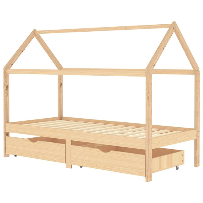 Kinderbedframe met lades massief grenenhout 90x200 cm