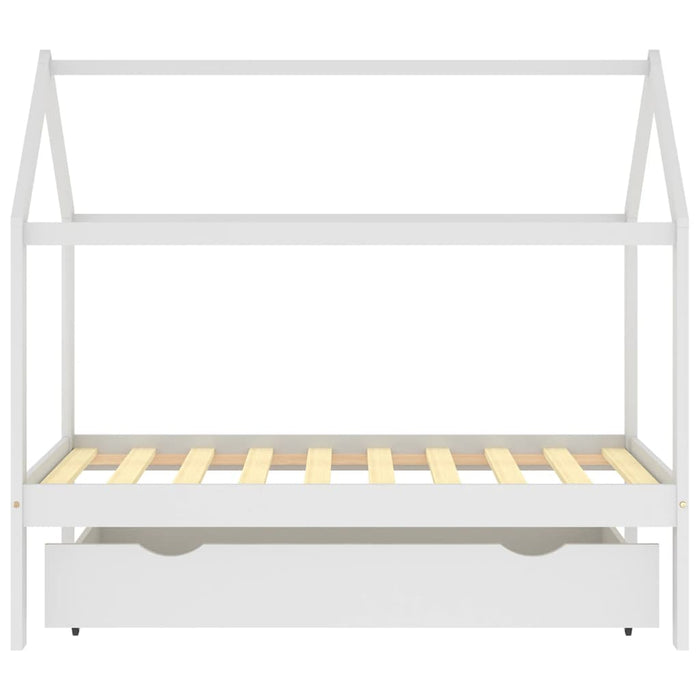 Kinderbedframe met lade massief grenenhout wit 80x160 cm