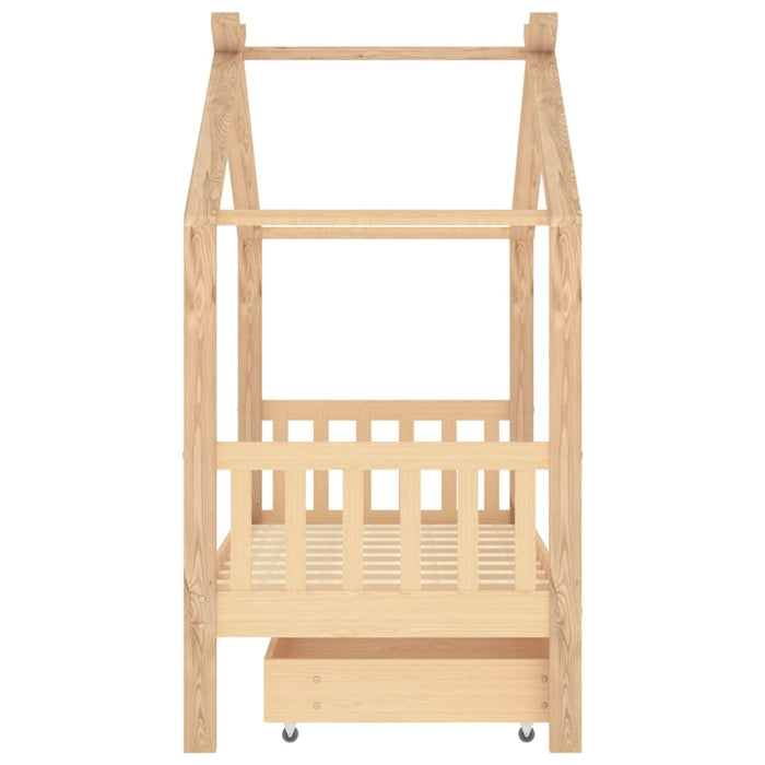 Kinderbedframe met lade massief grenenhout 80x160 cm