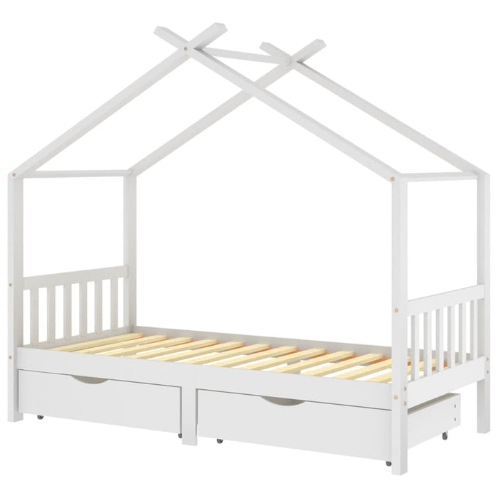 Kinderbedframe met lades massief grenenhout 90x200 cm wit