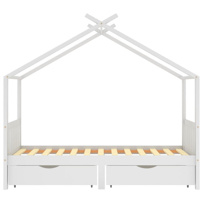 Kinderbedframe met lades massief grenenhout 90x200 cm wit