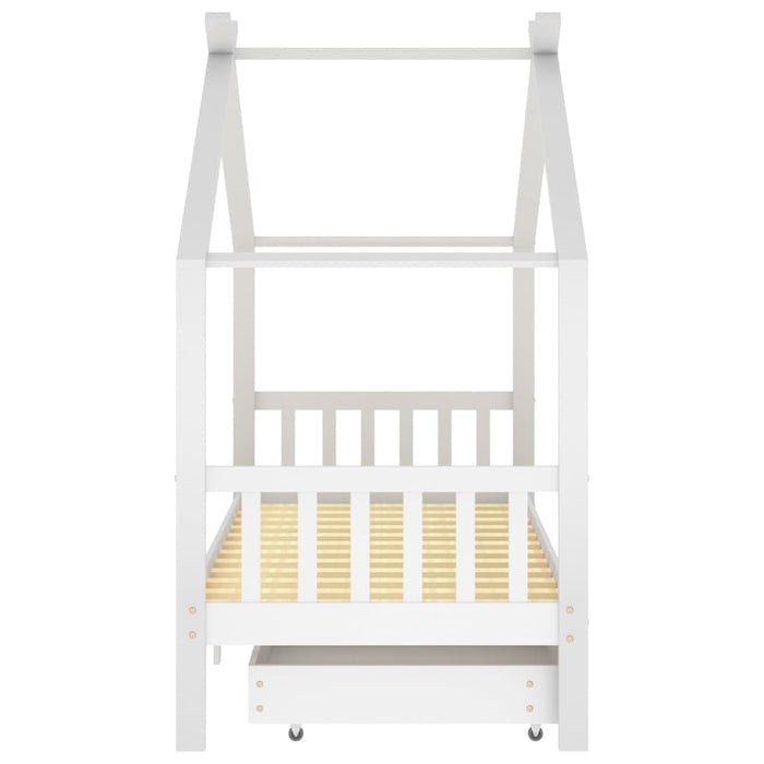 Kinderbedframe met lades massief grenenhout 90x200 cm wit