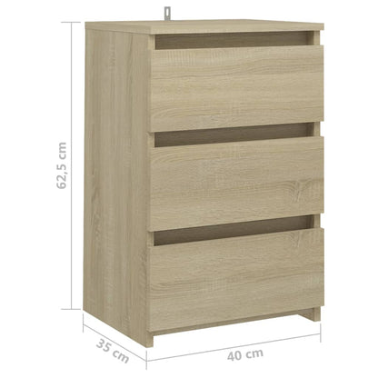 Nachtkastjes 2 st 40x35x62,5 cm spaanplaat sonoma eikenkleurig