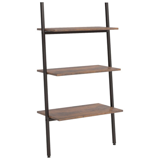 Ladderrek met 3 schappen 64x34x116 cm donkerbruin en zwart