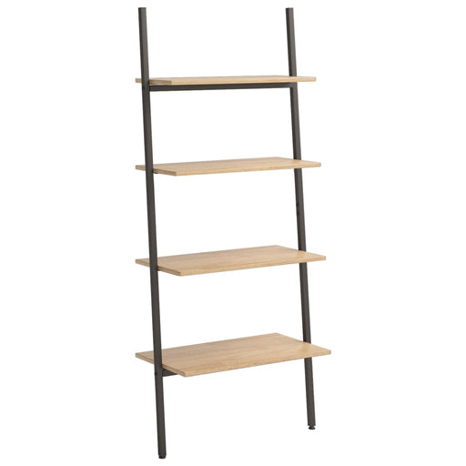 Ladderrek met 4 schappen 64x34x150,5 cm lichtbruin en zwart