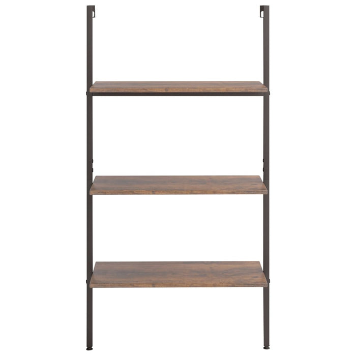 Ladderrek met 3 schappen 64x35x120,5 cm donkerbruin en zwart