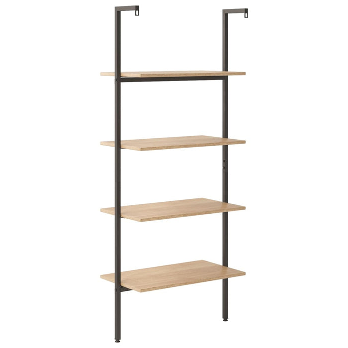 Ladderrek met 4 schappen 64x35x152,5 cm lichtbruin en zwart