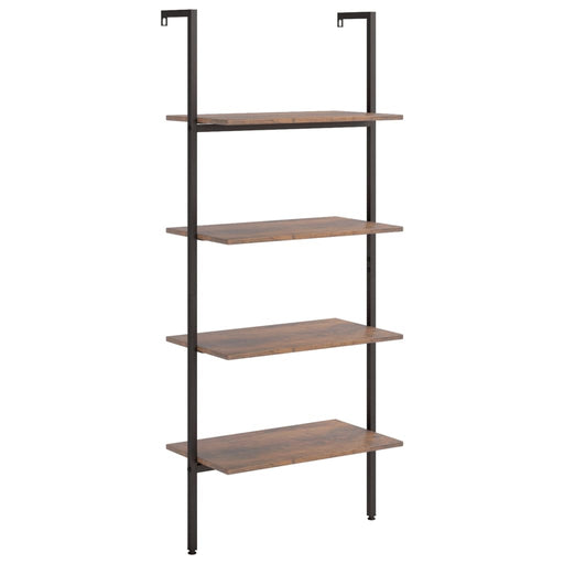 Ladderrek met 4 schappen 64x35x152,5 cm donkerbruin en zwart