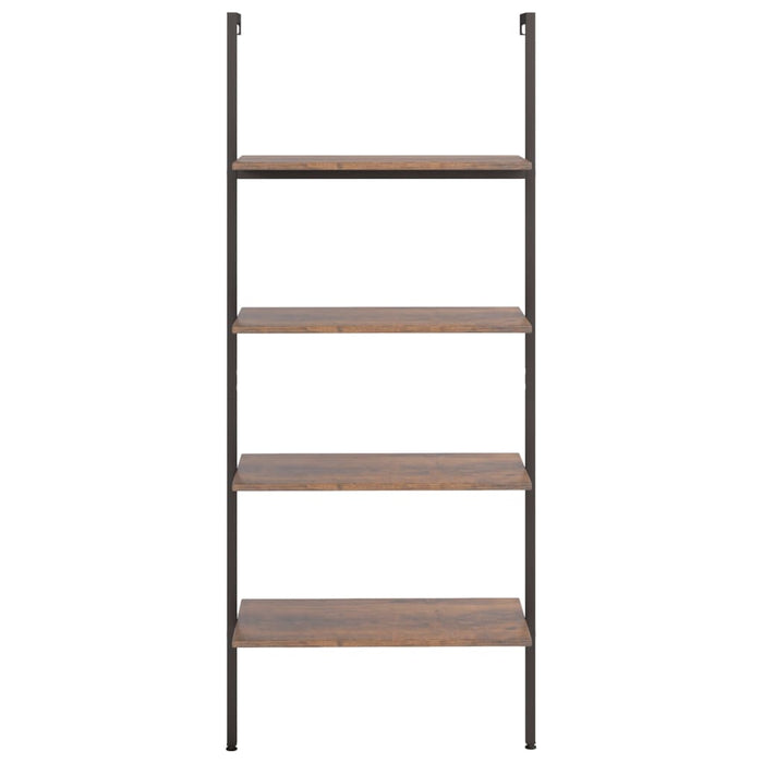 Ladderrek met 4 schappen 64x35x152,5 cm donkerbruin en zwart