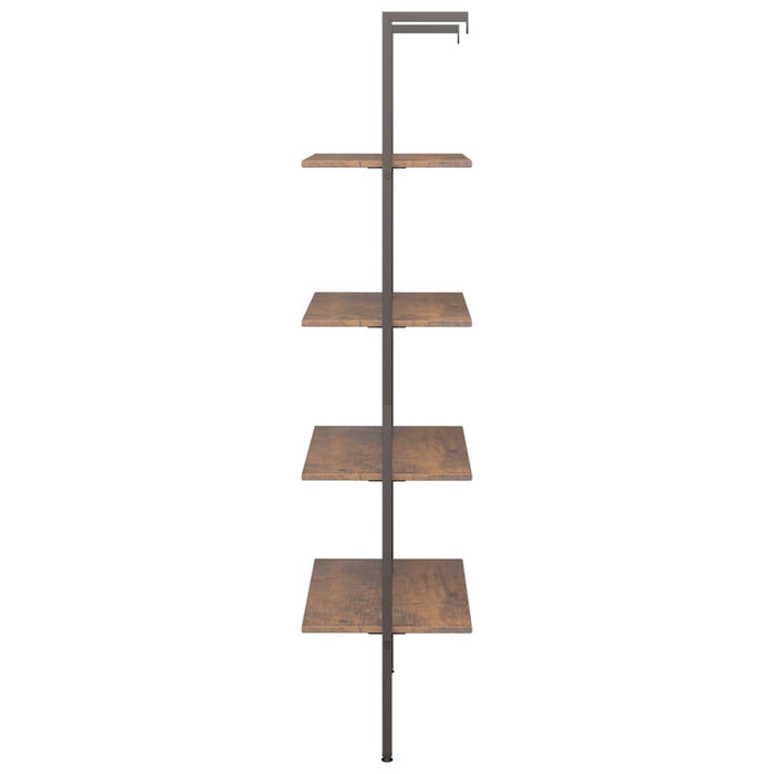 Ladderrek met 4 schappen 64x35x152,5 cm donkerbruin en zwart