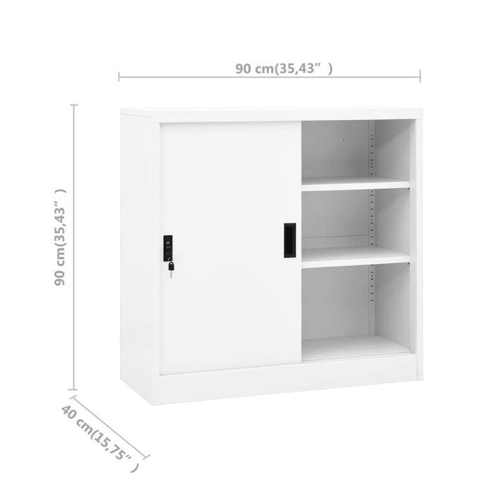 Kantoorkast met schuifdeuren 90x40x90 cm staal wit