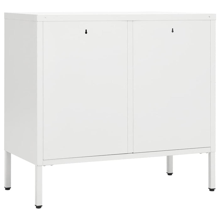 Dressoir 75x35x70 cm staal en gehard glas wit