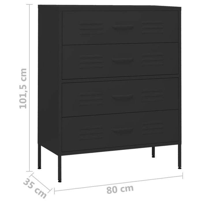 Ladekast 80x35x101,5 cm staal zwart