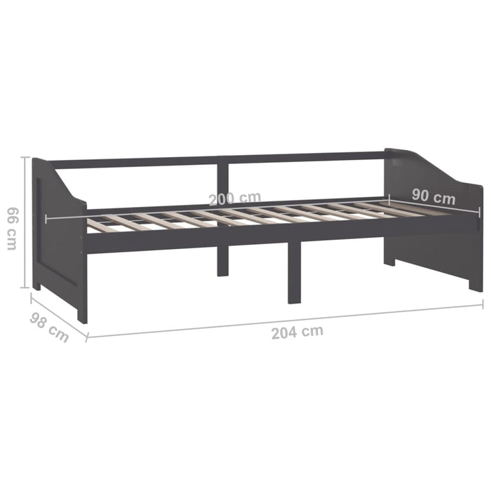 Bedbank 3-zits massief grenenhout donkergrijs 90x200 cm