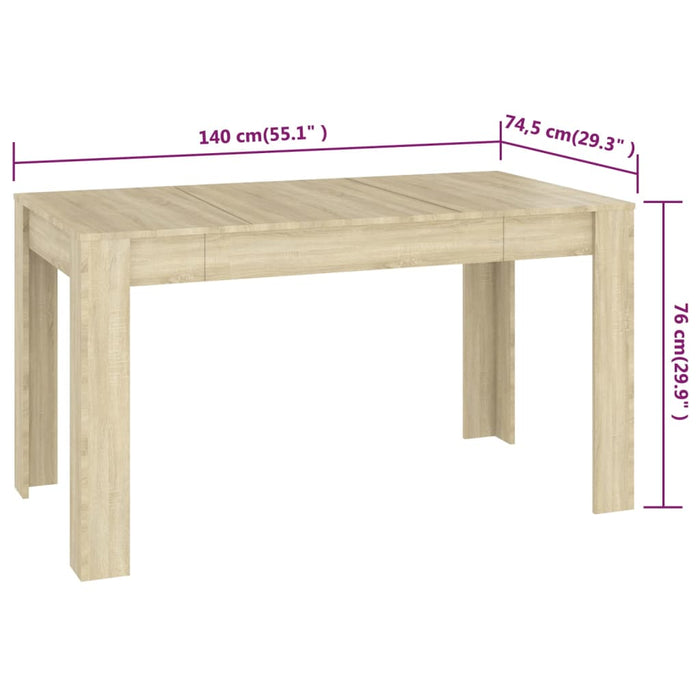 Eettafel 140x74,5x76 cm spaanplaat sonoma eikenkleurig