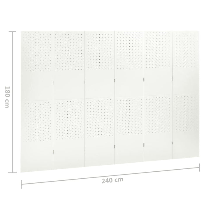 Kamerscherm met 6 panelen 240x180 cm staal wit