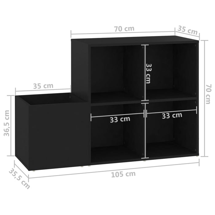 Opbergkast 105x35,5x70 cm spaanplaat zwart