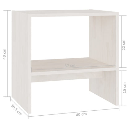 Nachtkastjes 2st 40x30,5x40 cm massief grenenhout wit