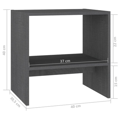 Nachtkastjes 2st 40x30,5x40 cm massief grenenhout grijs