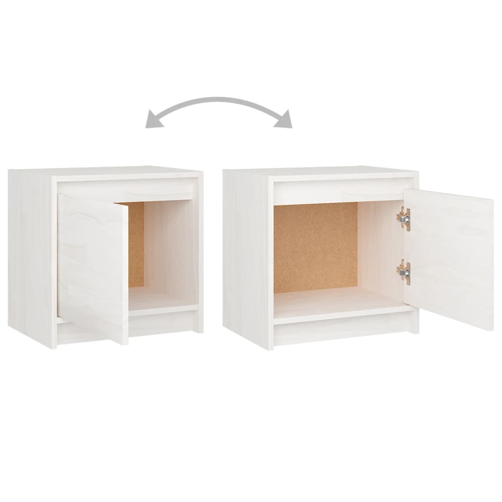 Nachtkastjes 2 st 40x30,5x40 cm massief grenenhout wit