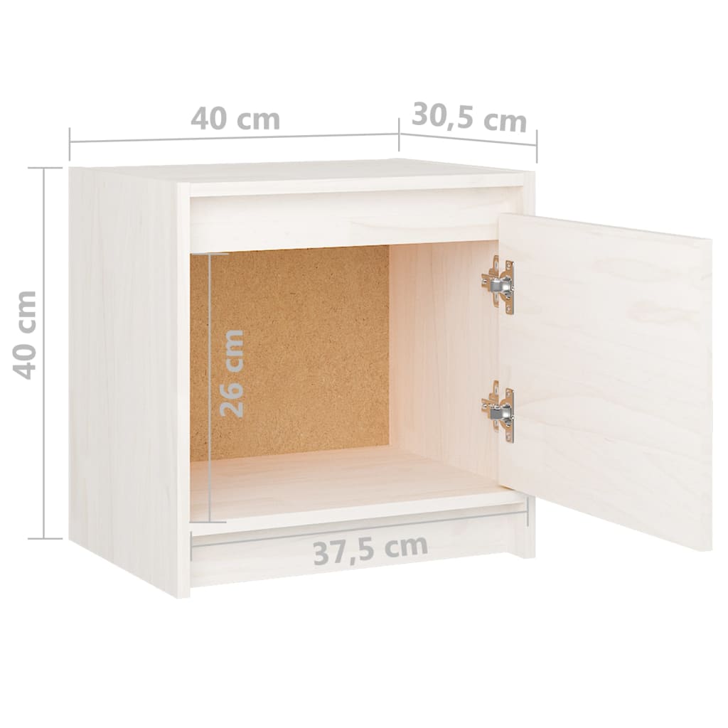 Nachtkastjes 2 st 40x30,5x40 cm massief grenenhout wit