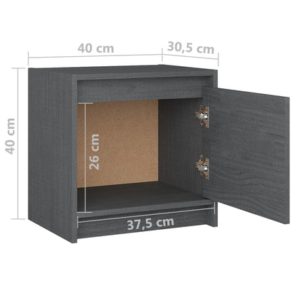 Nachtkastjes 2st 40x30,5x40 cm massief grenenhout grijs