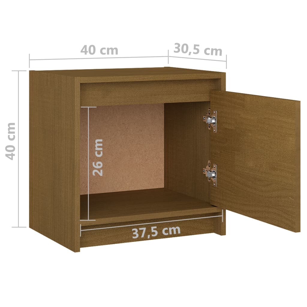 Nachtkastjes 2 st 40x30,5x40 cm massief grenenhout honingbruin