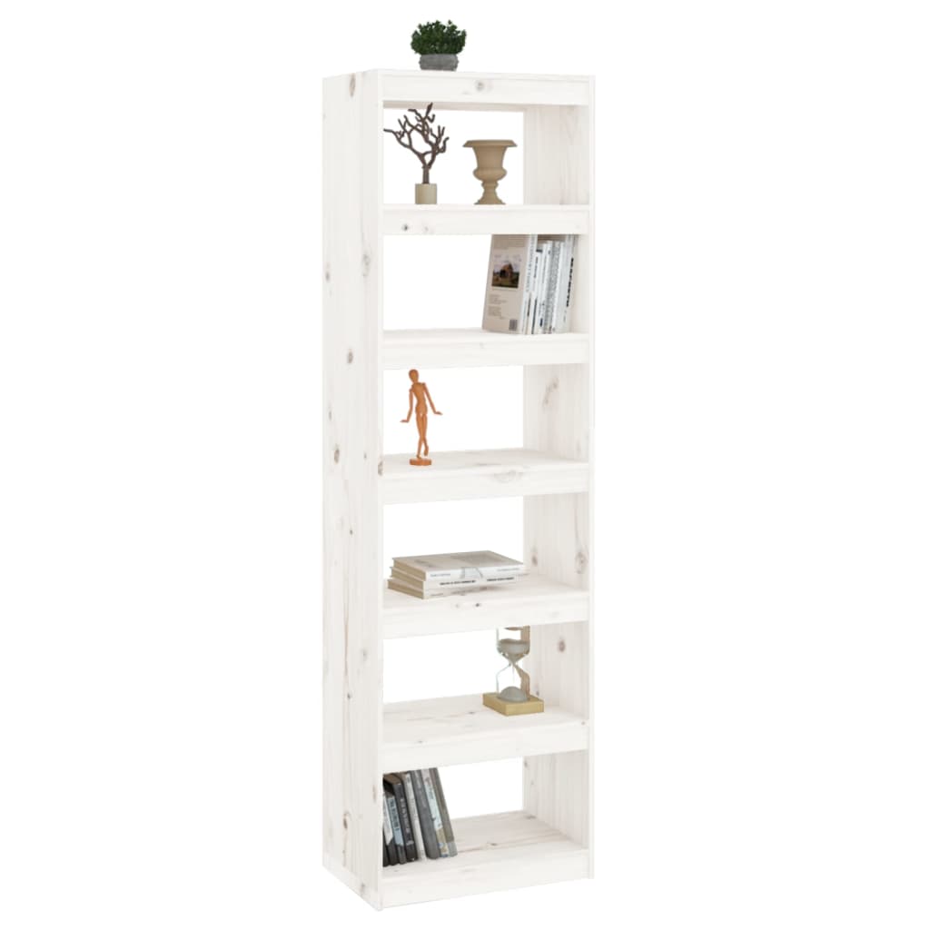 Boekenkast/kamerscherm 60x30x199,5 cm massief grenenhout wit