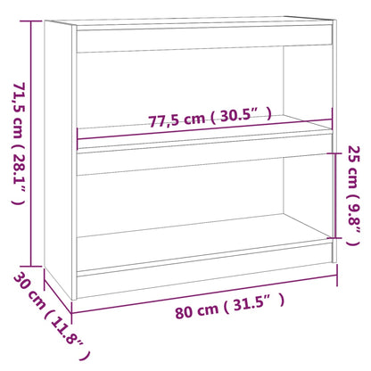 Boekenkast/kamerscherm 80x30x71,5 cm massief grenenhout wit