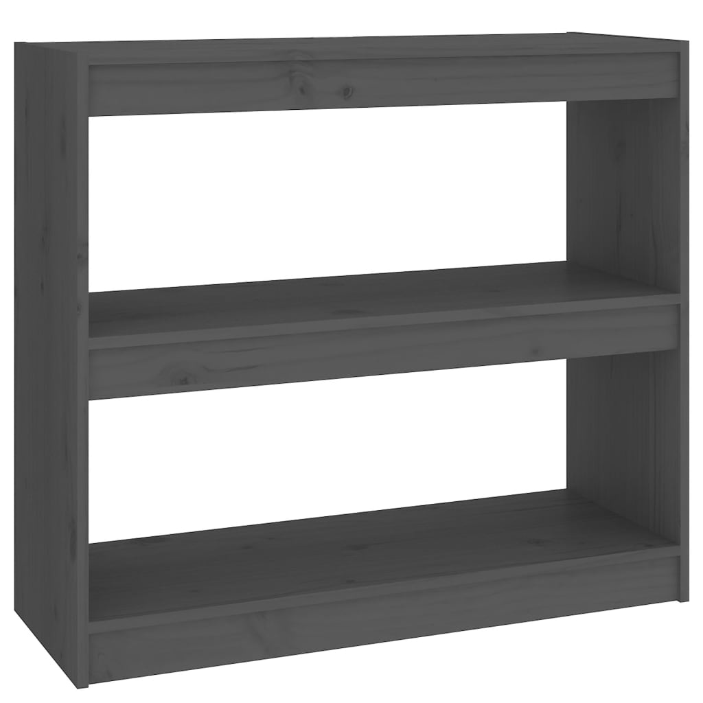 Boekenkast/kamerscherm 80x30x71,5 cm massief grenenhout grijs