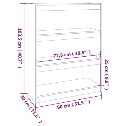 Boekenkast/kamerscherm 80x30x103,5 cm massief grenenhout wit