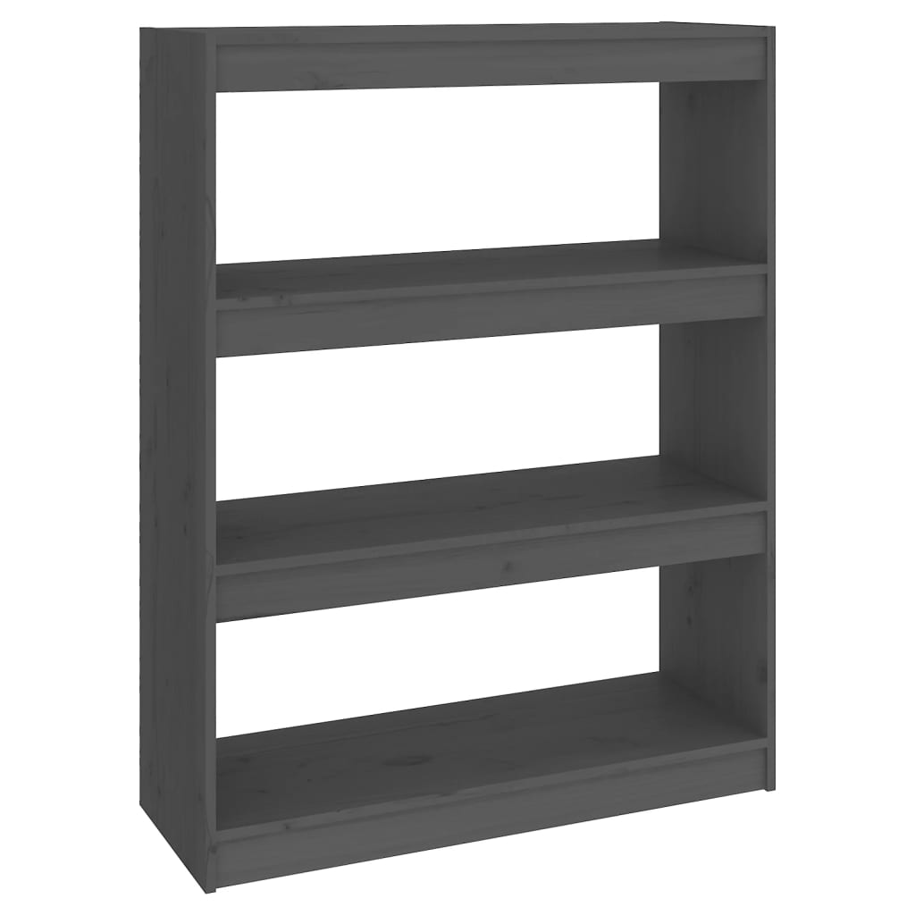 Boekenkast/kamerscherm 80x30x103,5 cm massief grenenhout grijs