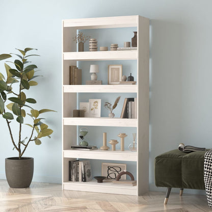 Boekenkast/kamerscherm 80x30x167,4 cm massief grenenhout wit