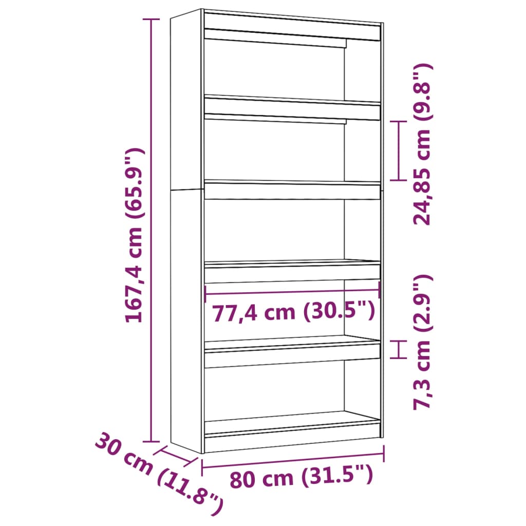 Boekenkast/kamerscherm 80x30x167,4 cm massief grenenhout zwart