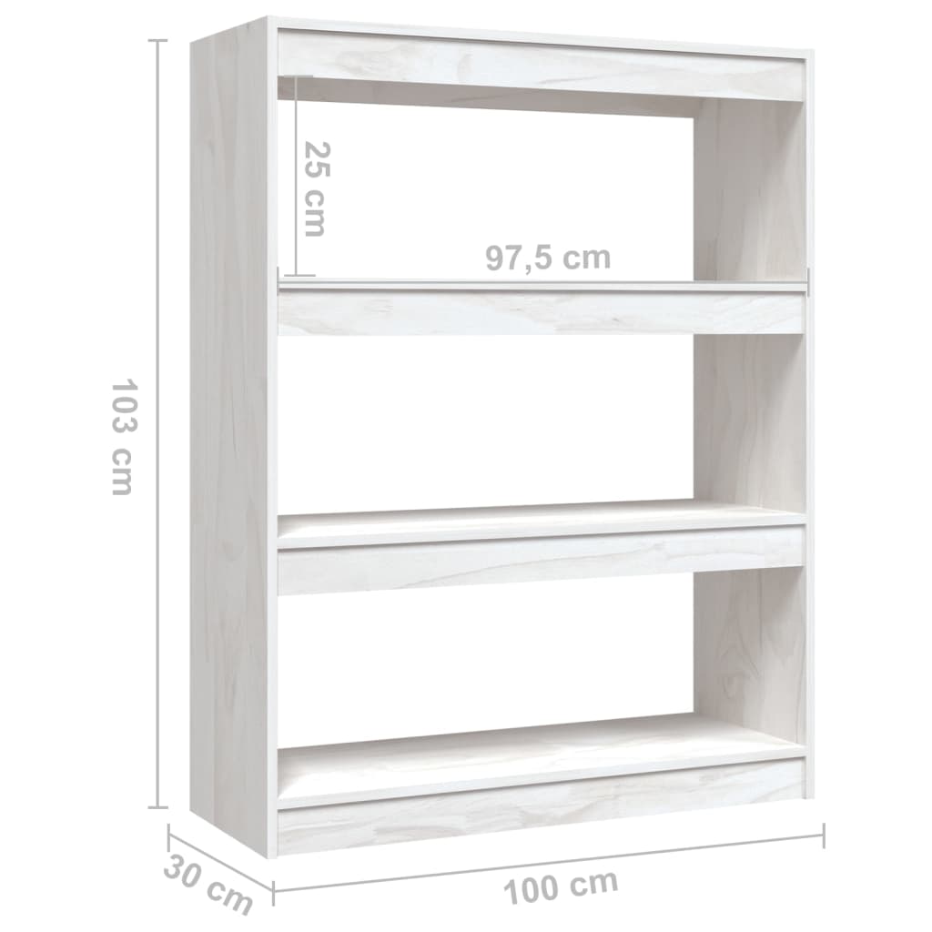 Boekenkast/kamerscherm 100x30x103 cm massief grenenhout wit