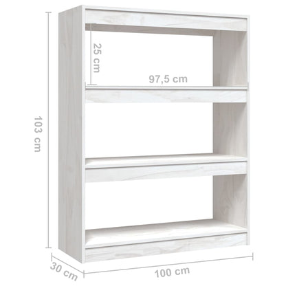 Boekenkast/kamerscherm 100x30x103 cm massief grenenhout wit