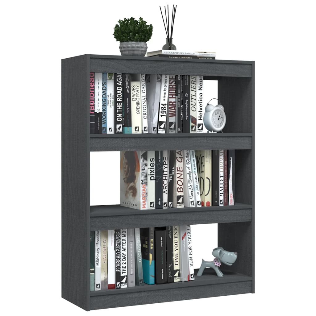 Boekenkast/kamerscherm 100x30x103 cm massief grenenhout grijs